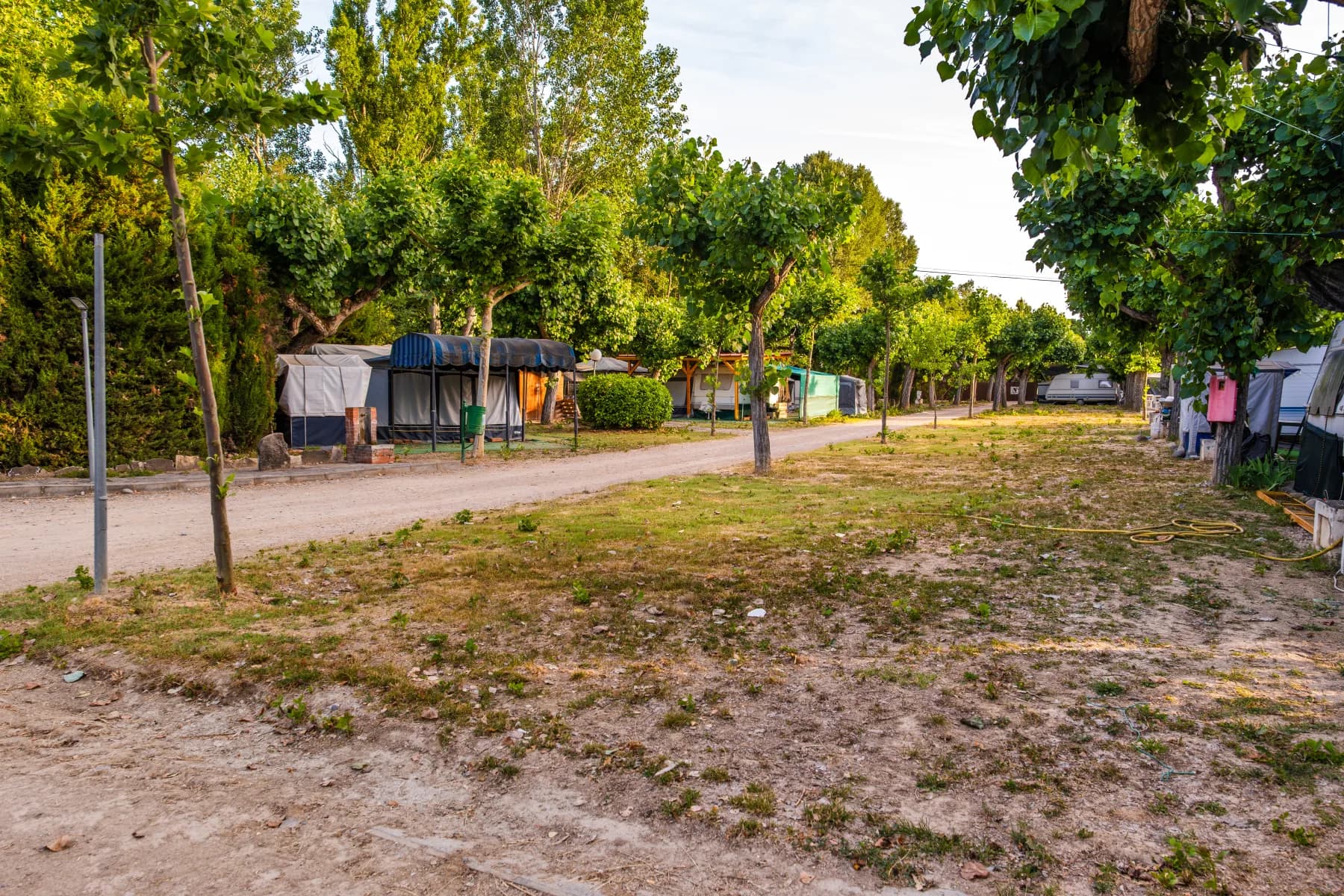 Camino entre las parcelas del camping